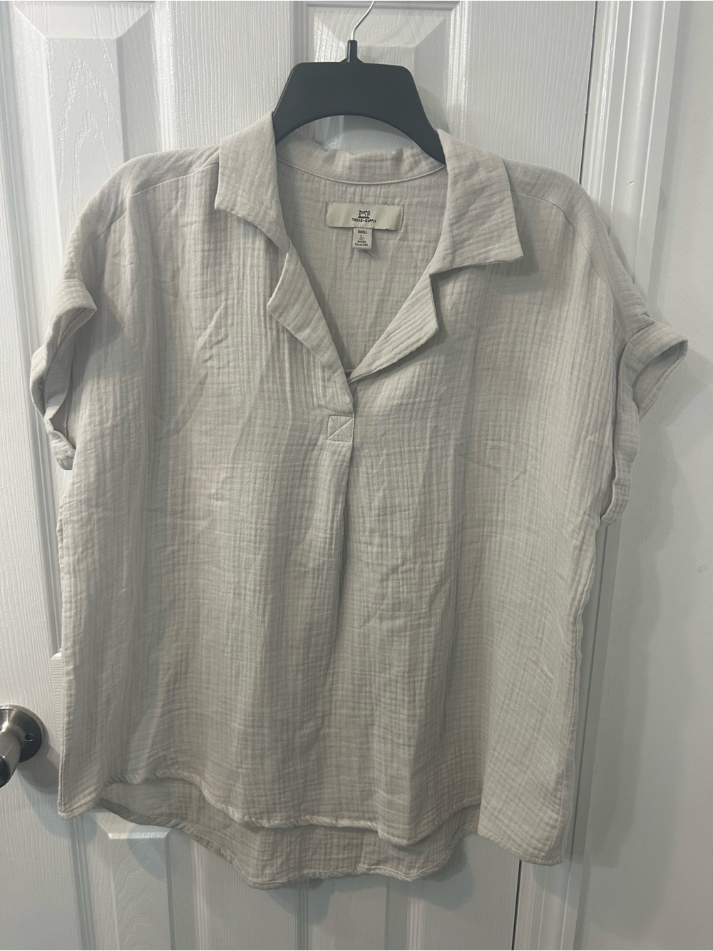 Thread & Supply Taupe Lightweight Cotton Gauze Short-Sleeve Tunic